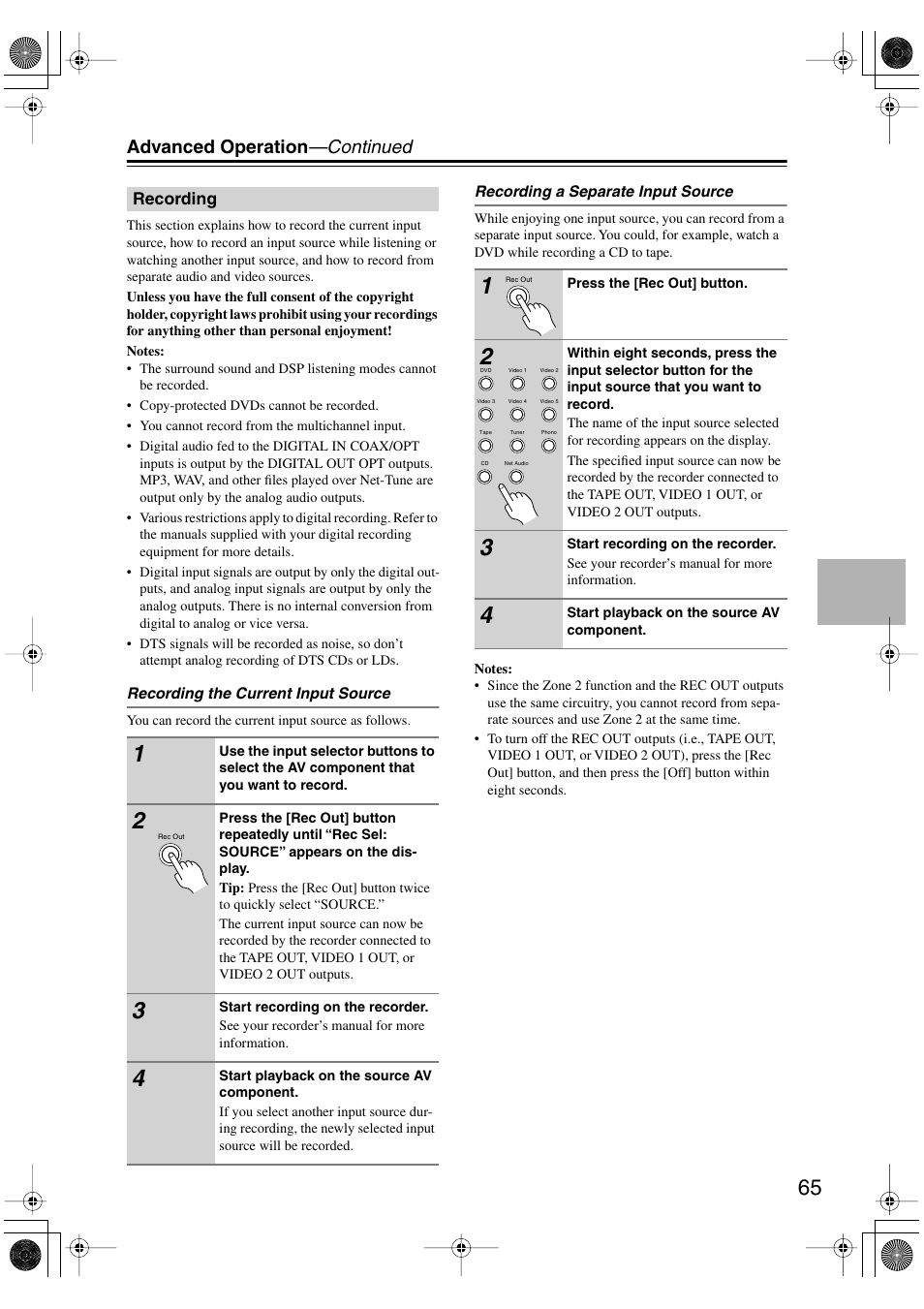 Advanced operation —continued | Integra DTR-8.4 User Manual | Page 65 / 109