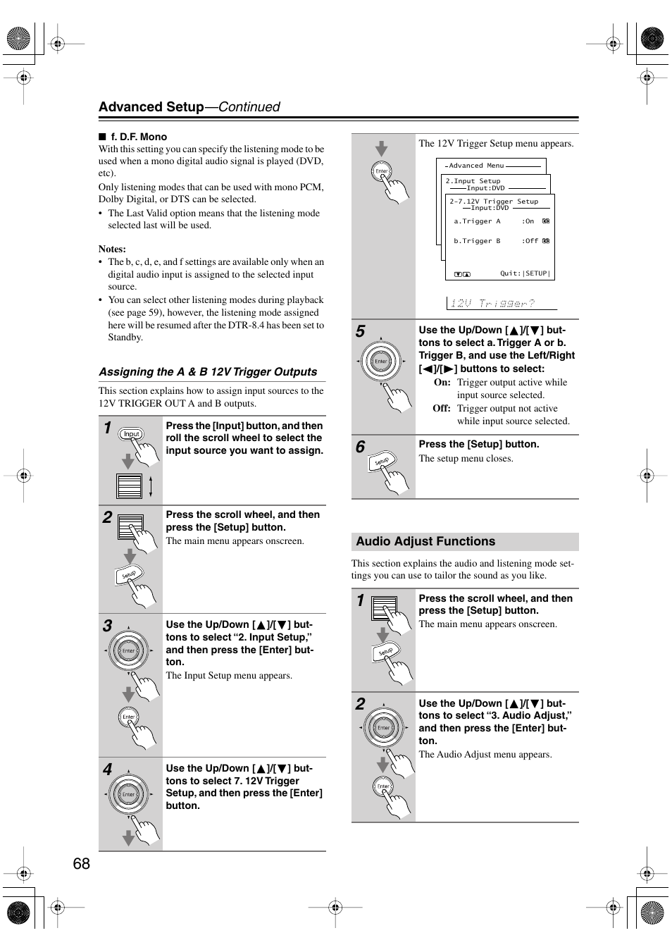 Advanced setup —continued | Integra DTR-8.4 User Manual | Page 68 / 109