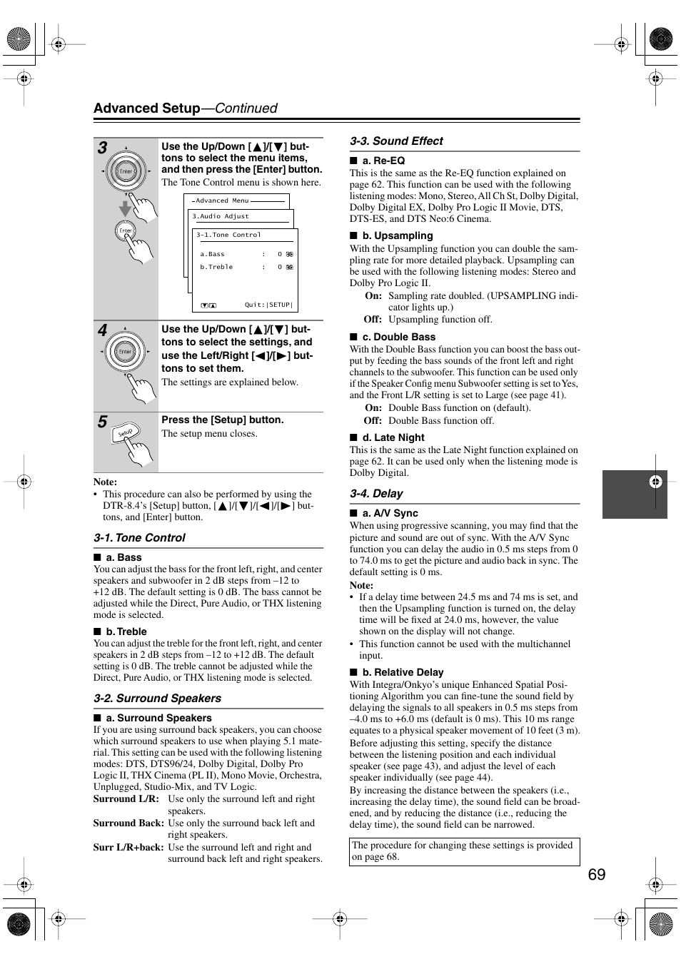 Advanced setup —continued | Integra DTR-8.4 User Manual | Page 69 / 109