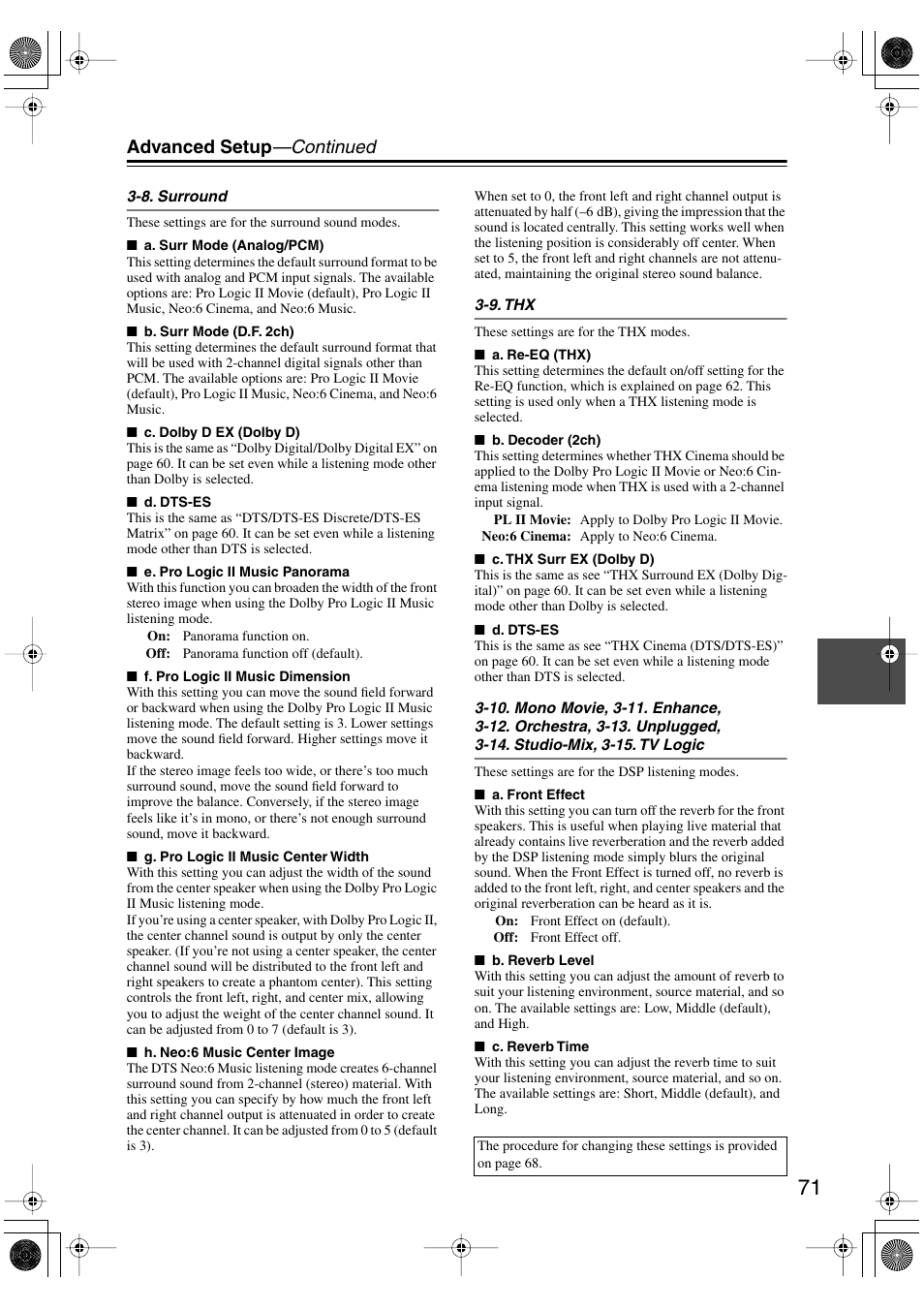 Advanced setup —continued | Integra DTR-8.4 User Manual | Page 71 / 109