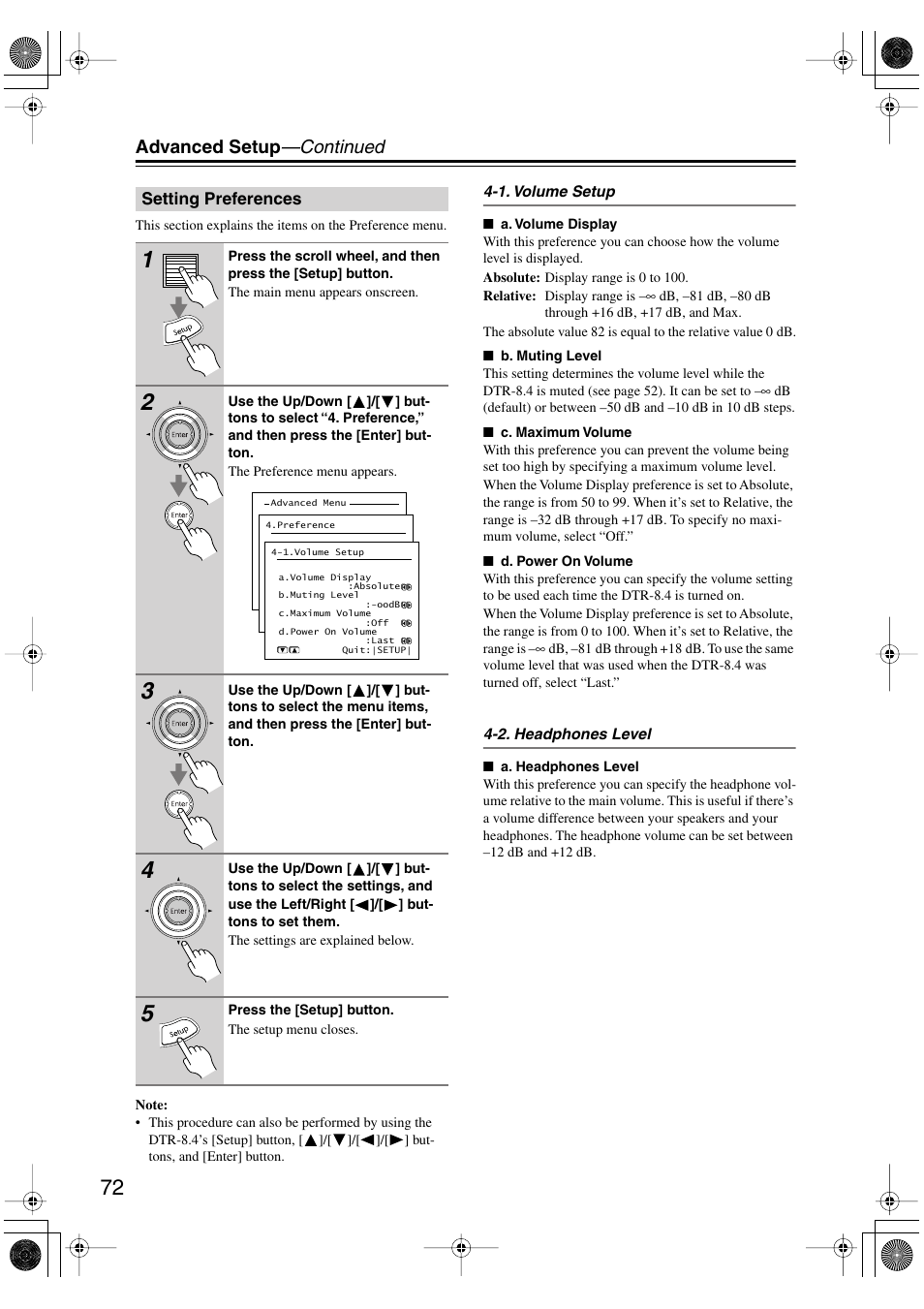 Advanced setup —continued | Integra DTR-8.4 User Manual | Page 72 / 109