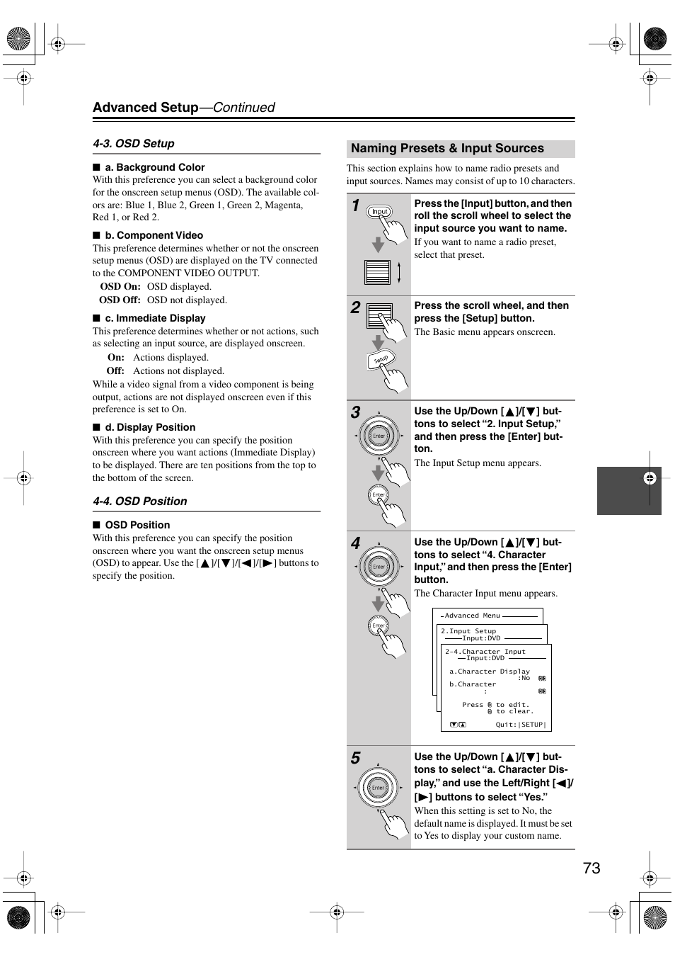 Advanced setup —continued | Integra DTR-8.4 User Manual | Page 73 / 109