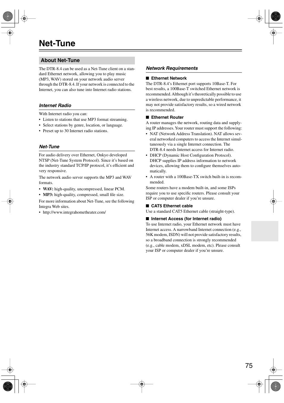 Net-tune | Integra DTR-8.4 User Manual | Page 75 / 109