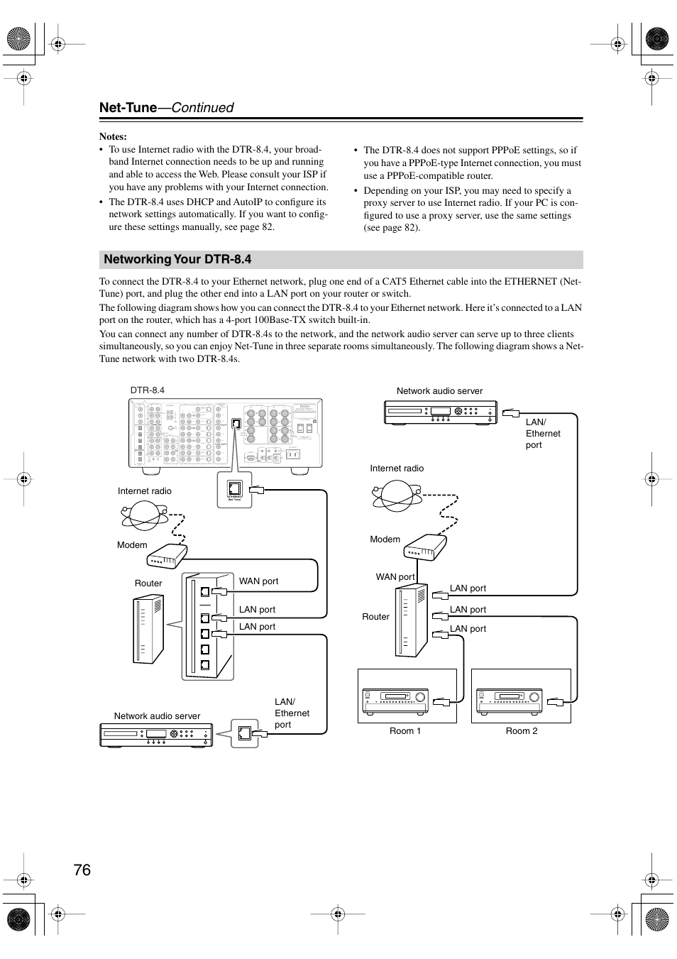 Net-tune —continued, Networking your dtr-8.4 | Integra DTR-8.4 User Manual | Page 76 / 109