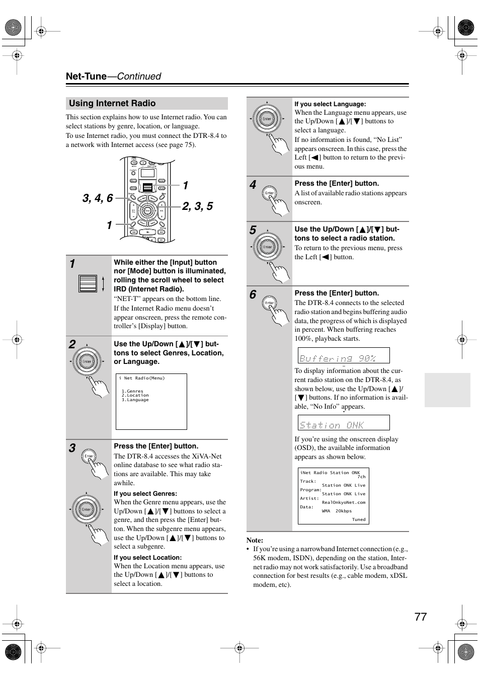 Net-tune —continued | Integra DTR-8.4 User Manual | Page 77 / 109