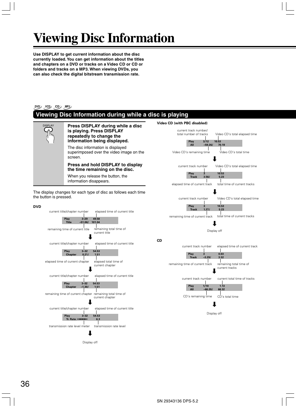 Viewing disc information | Integra DPS-5.2 User Manual | Page 36 / 60