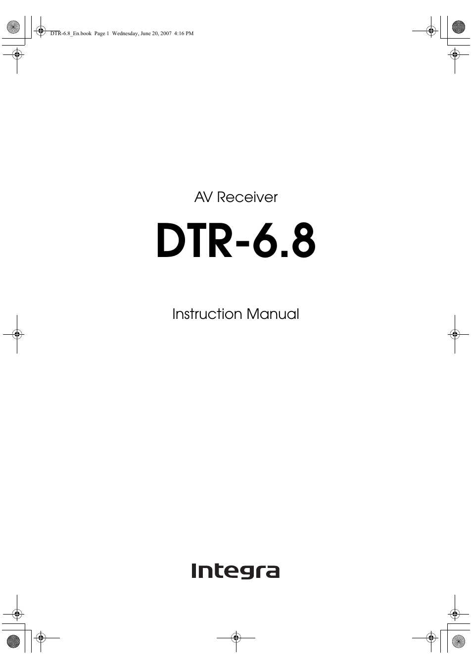 Integra DTR-6.8 User Manual | 126 pages