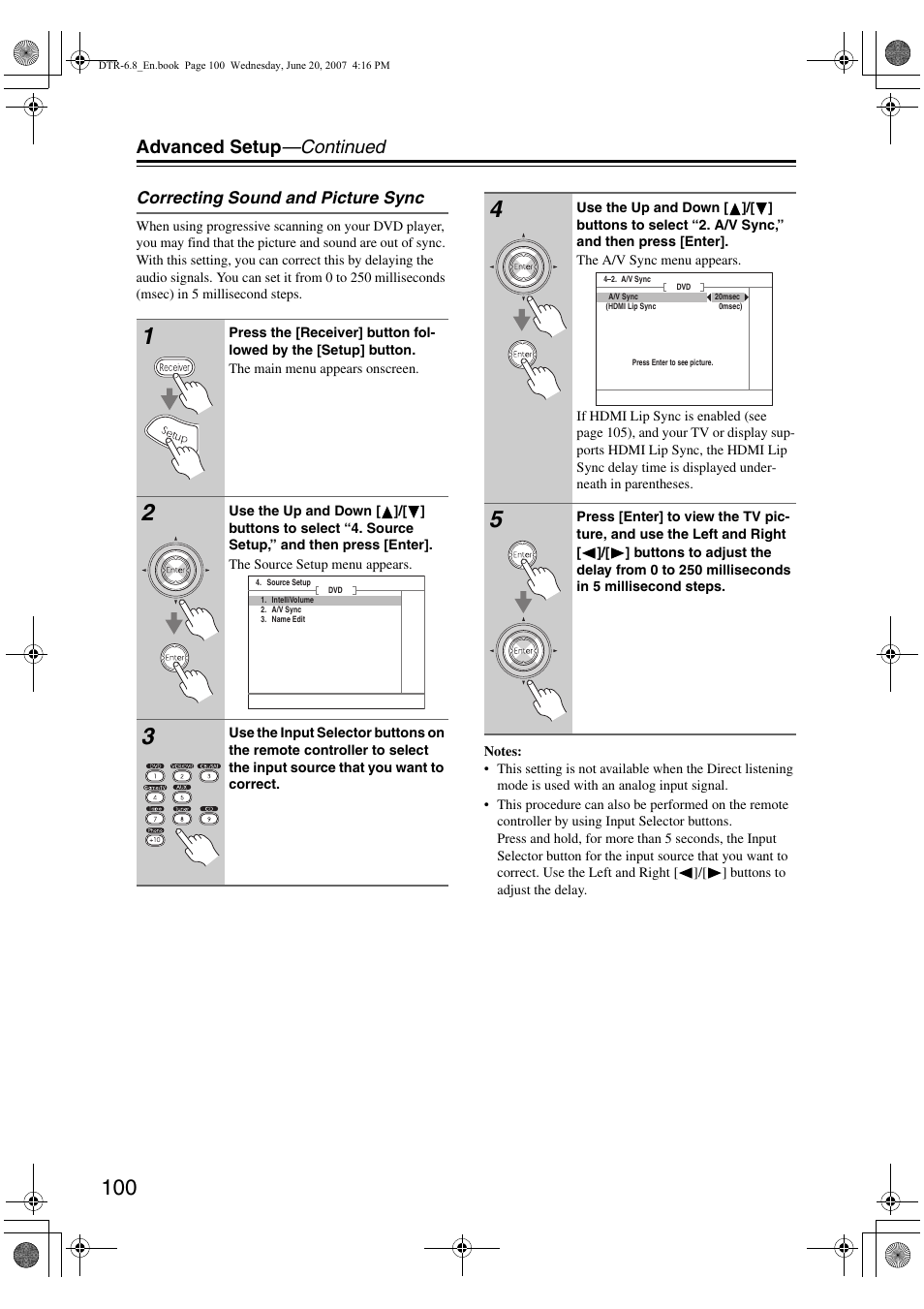 Advanced setup —continued | Integra DTR-6.8 User Manual | Page 100 / 126