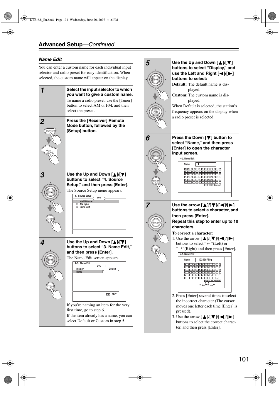 Advanced setup —continued | Integra DTR-6.8 User Manual | Page 101 / 126
