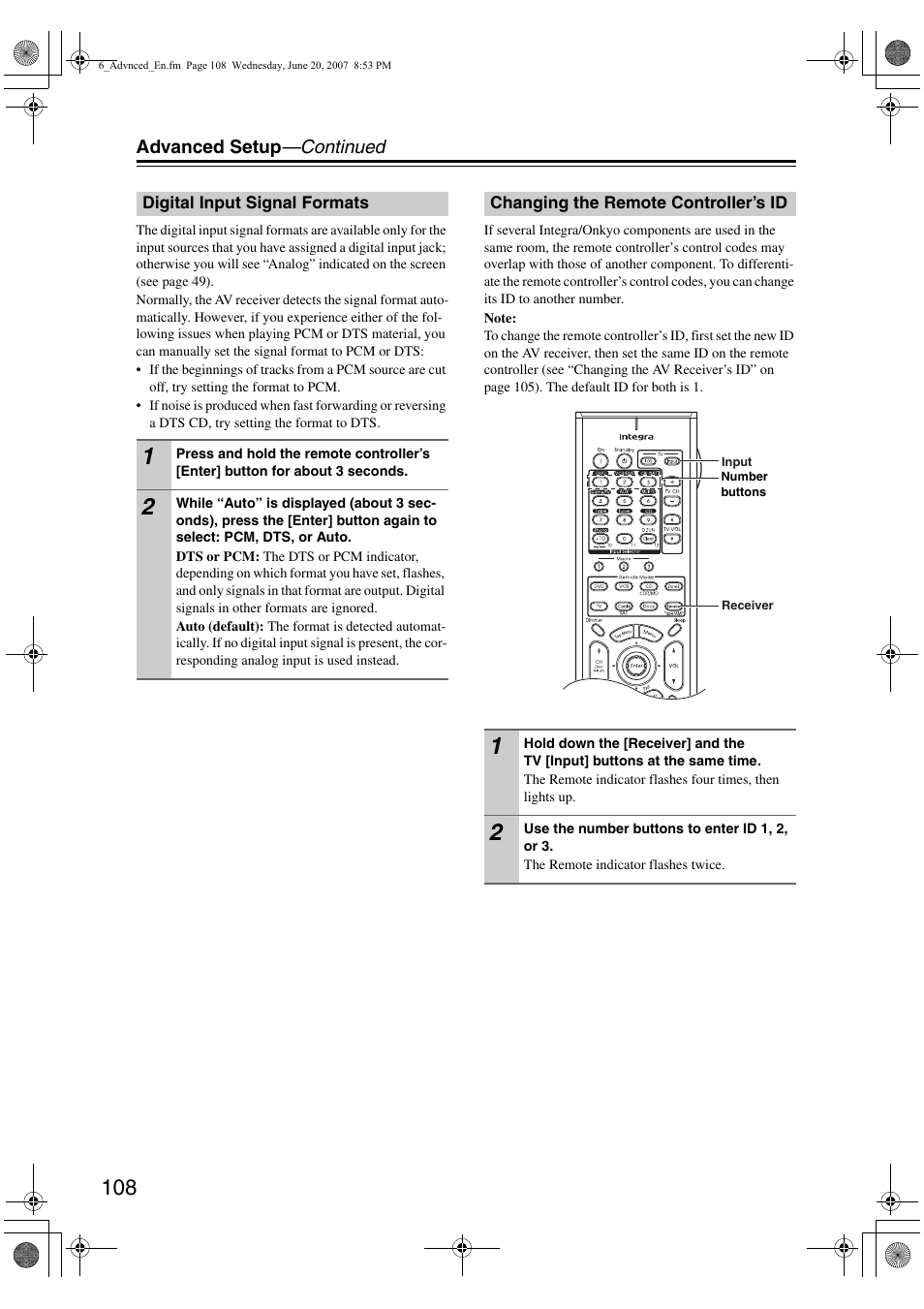 Integra DTR-6.8 User Manual | Page 108 / 126