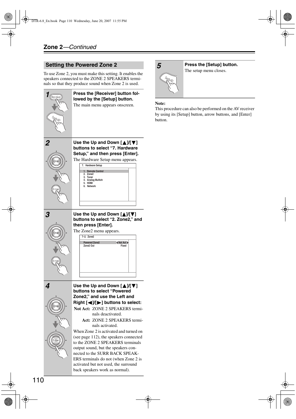 Zone 2 —continued | Integra DTR-6.8 User Manual | Page 110 / 126