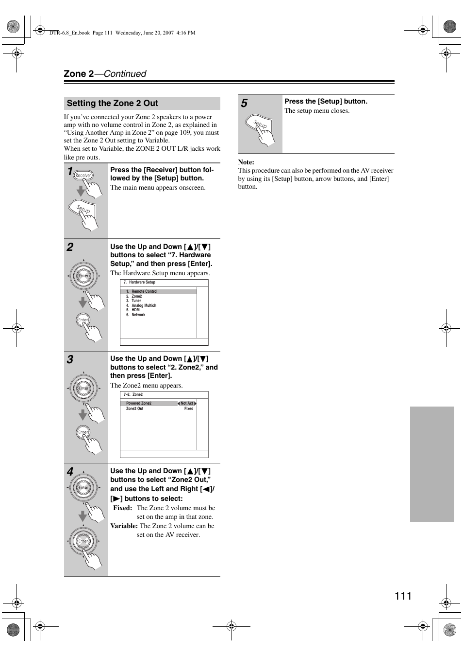 Zone 2 —continued | Integra DTR-6.8 User Manual | Page 111 / 126