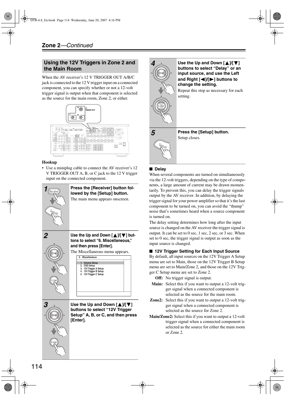 Zone 2 —continued | Integra DTR-6.8 User Manual | Page 114 / 126
