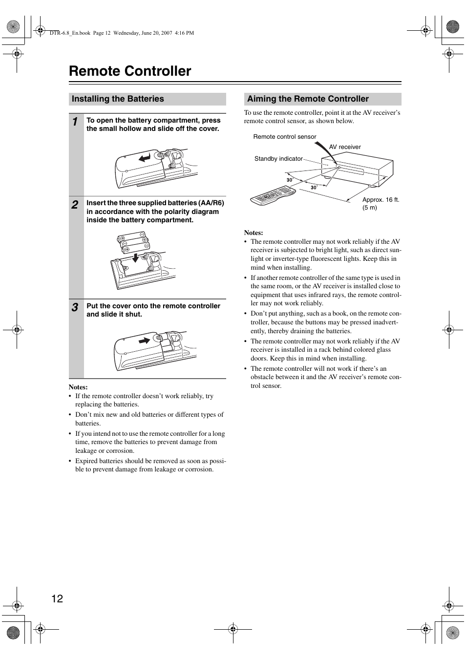 Remote controller | Integra DTR-6.8 User Manual | Page 12 / 126