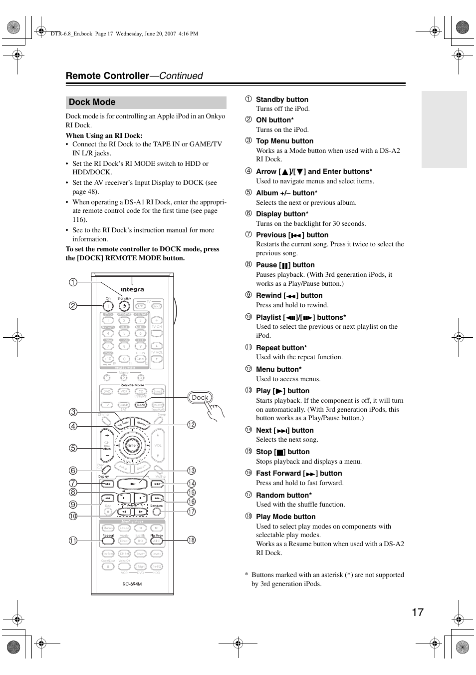 Integra DTR-6.8 User Manual | Page 17 / 126