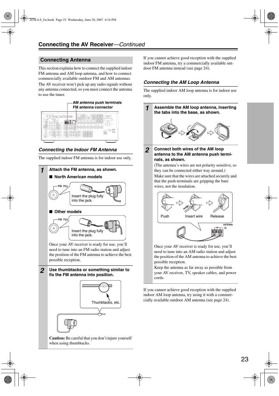 Connecting the av receiver —continued | Integra DTR-6.8 User Manual | Page 23 / 126
