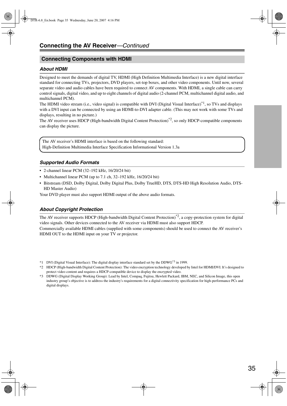 Connecting the av receiver —continued | Integra DTR-6.8 User Manual | Page 35 / 126