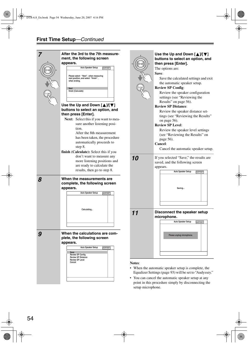 First time setup —continued | Integra DTR-6.8 User Manual | Page 54 / 126