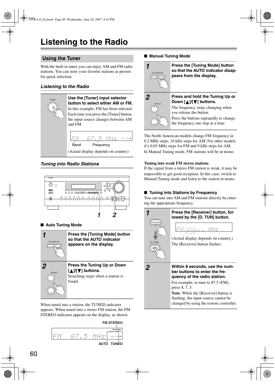 Listening to the radio | Integra DTR-6.8 User Manual | Page 60 / 126