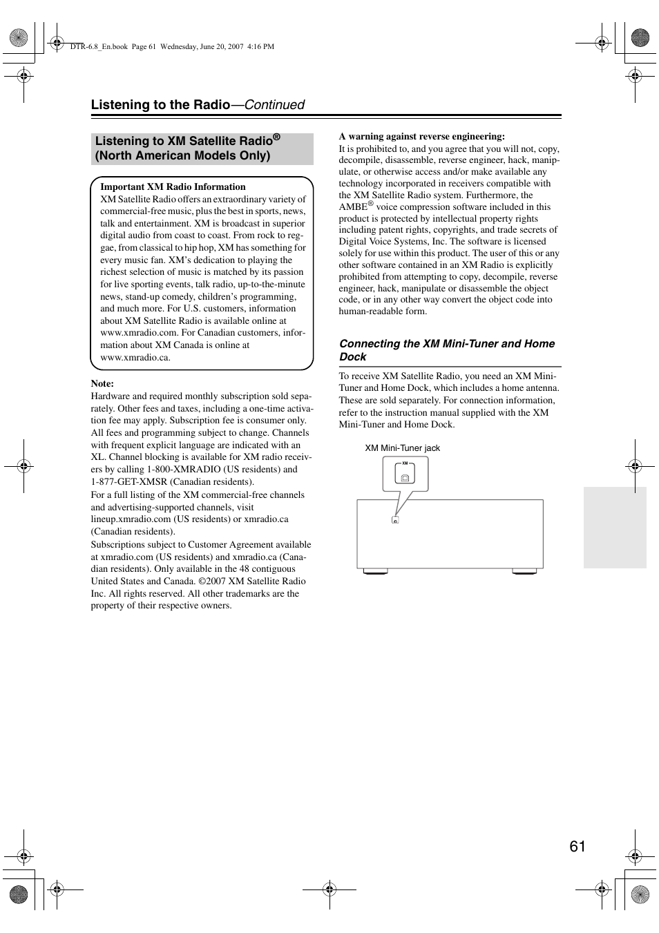 Listening to the radio —continued | Integra DTR-6.8 User Manual | Page 61 / 126
