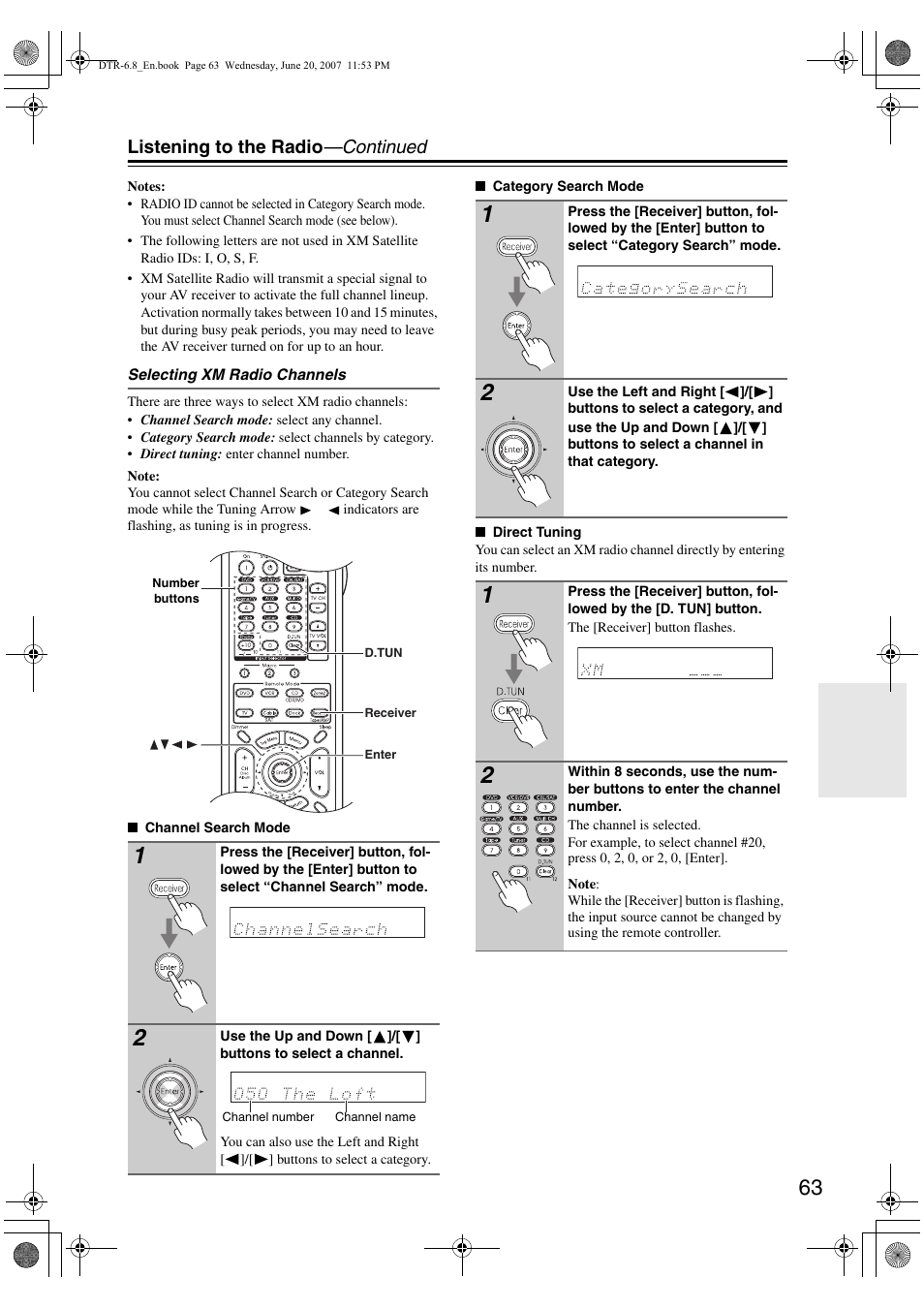Listening to the radio —continued | Integra DTR-6.8 User Manual | Page 63 / 126