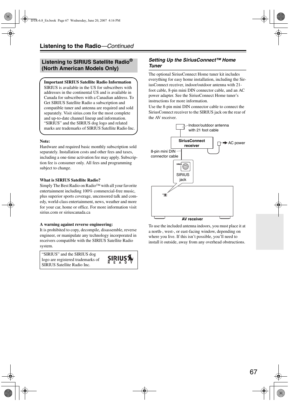 Listening to the radio —continued | Integra DTR-6.8 User Manual | Page 67 / 126