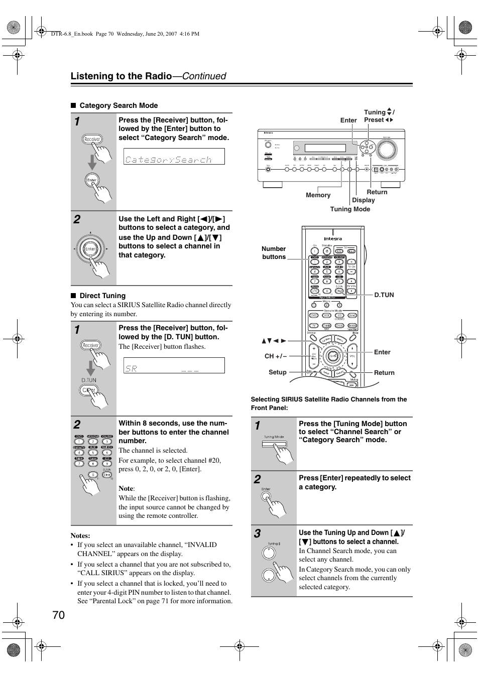 Listening to the radio —continued | Integra DTR-6.8 User Manual | Page 70 / 126