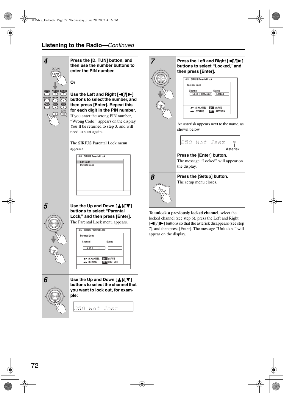 Listening to the radio —continued | Integra DTR-6.8 User Manual | Page 72 / 126