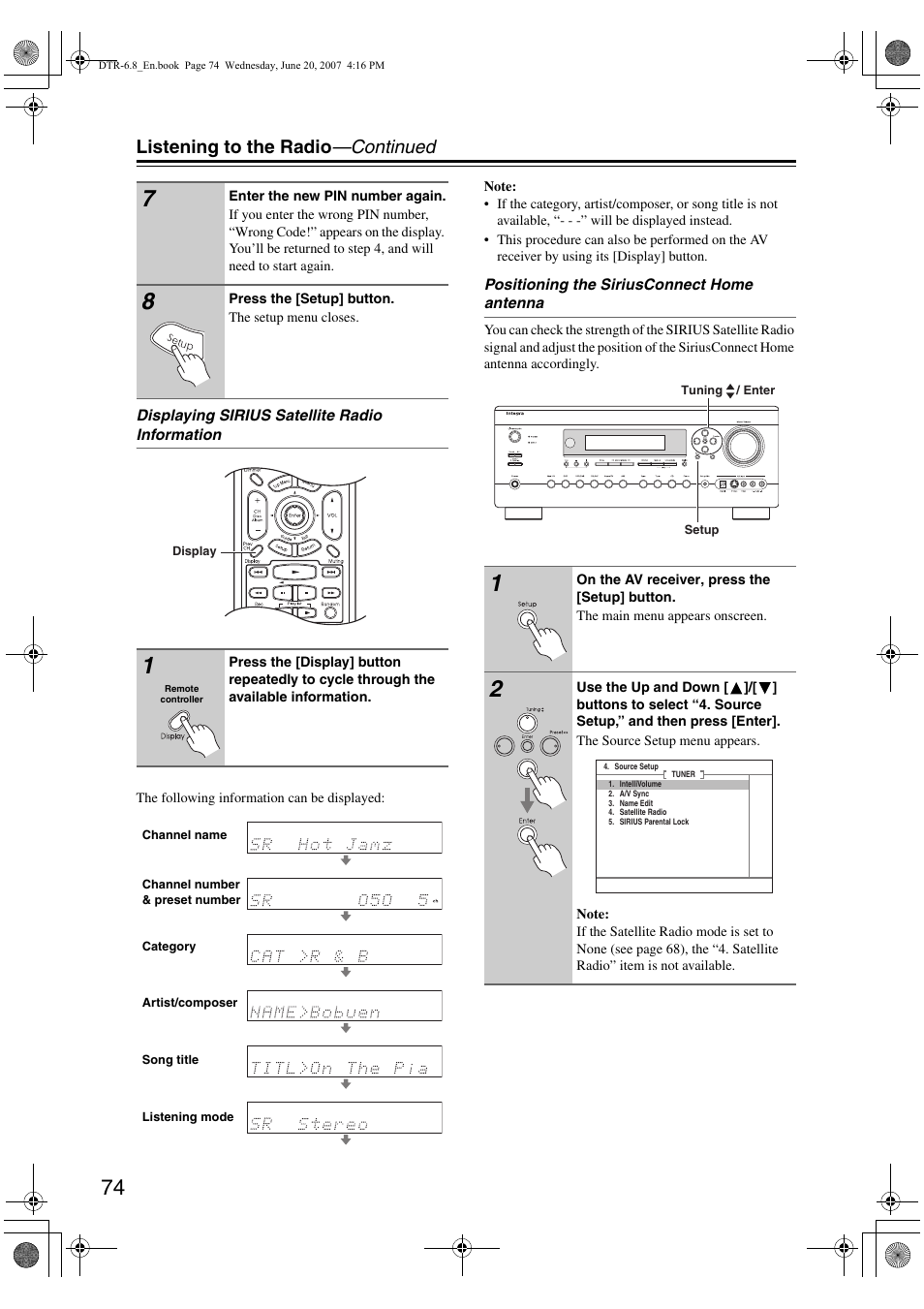 Listening to the radio —continued | Integra DTR-6.8 User Manual | Page 74 / 126