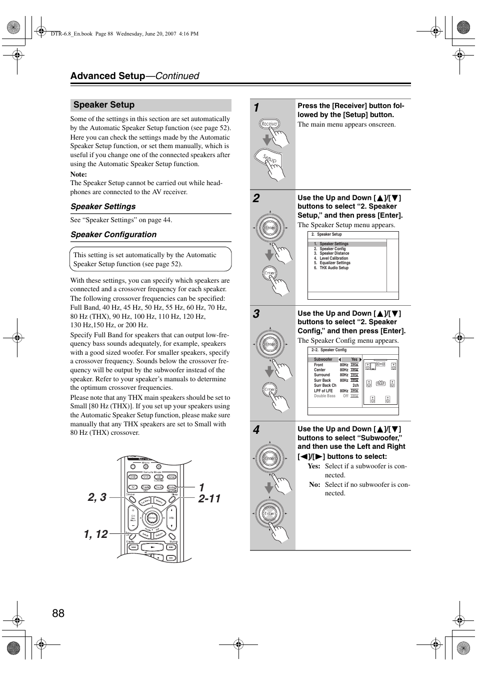 Advanced setup —continued | Integra DTR-6.8 User Manual | Page 88 / 126