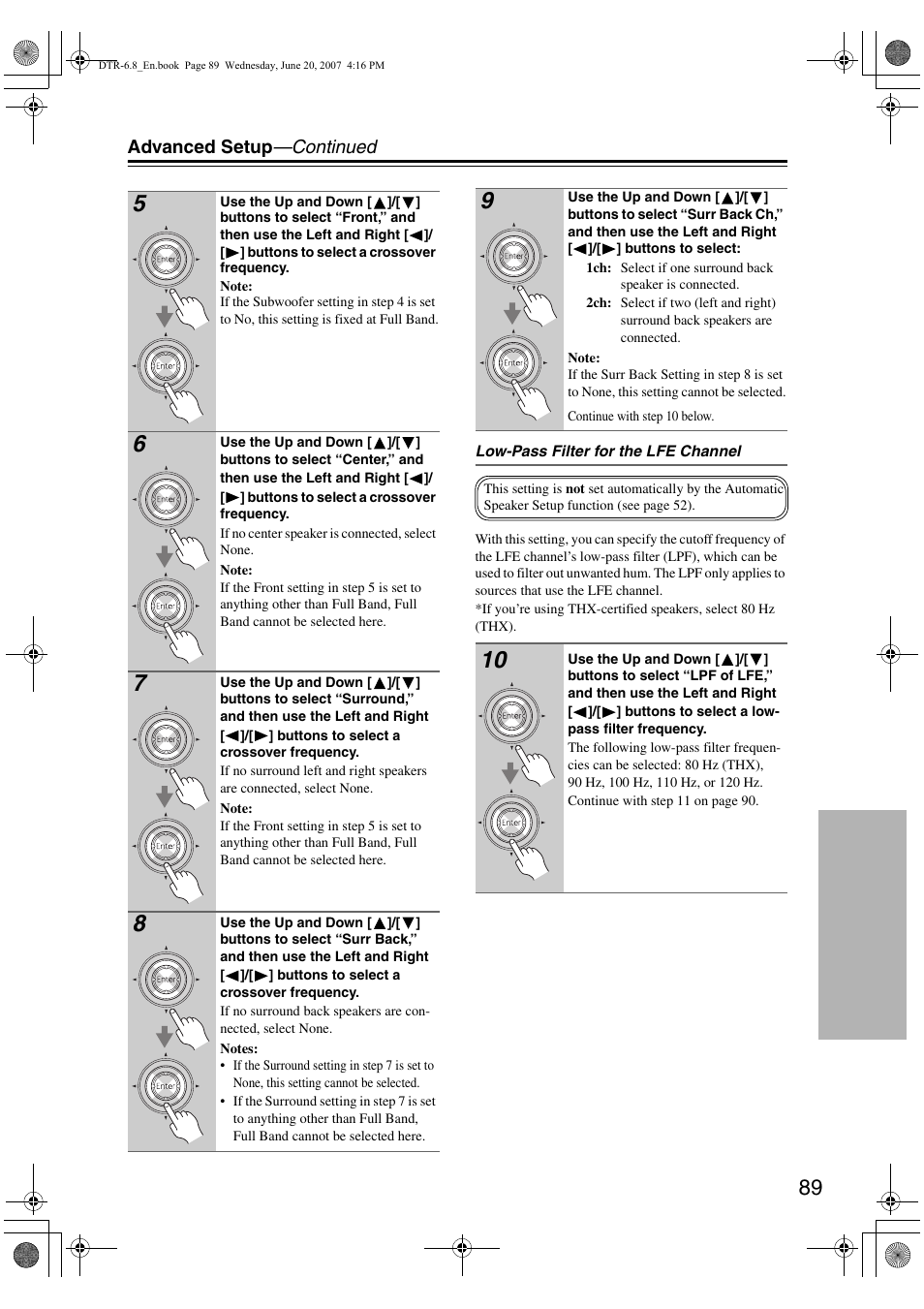 Advanced setup —continued | Integra DTR-6.8 User Manual | Page 89 / 126
