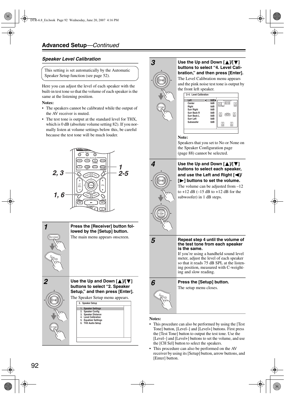 Advanced setup —continued | Integra DTR-6.8 User Manual | Page 92 / 126