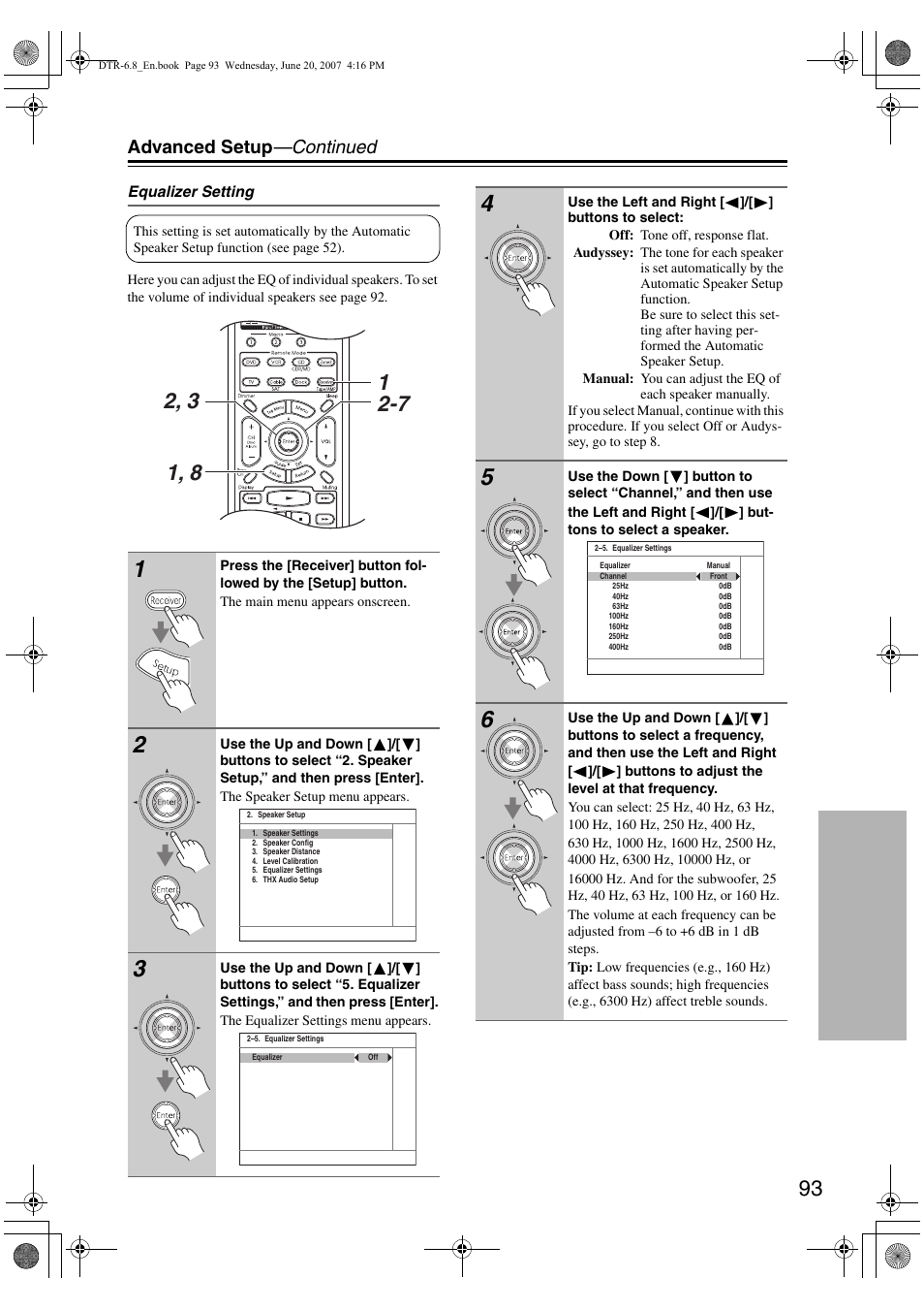 Advanced setup —continued | Integra DTR-6.8 User Manual | Page 93 / 126