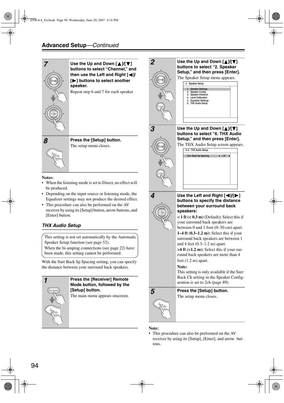 Advanced setup —continued | Integra DTR-6.8 User Manual | Page 94 / 126