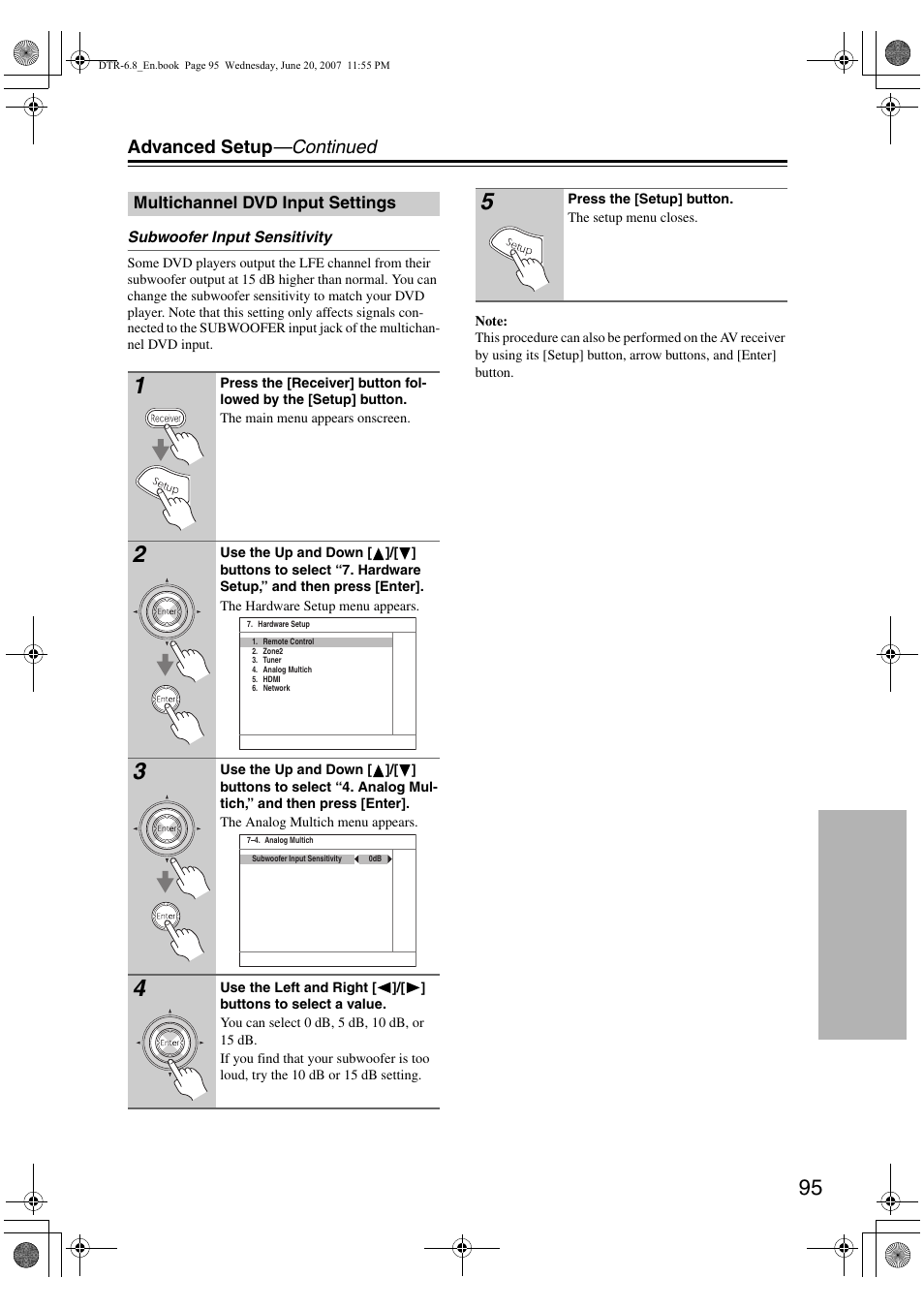 Advanced setup —continued | Integra DTR-6.8 User Manual | Page 95 / 126