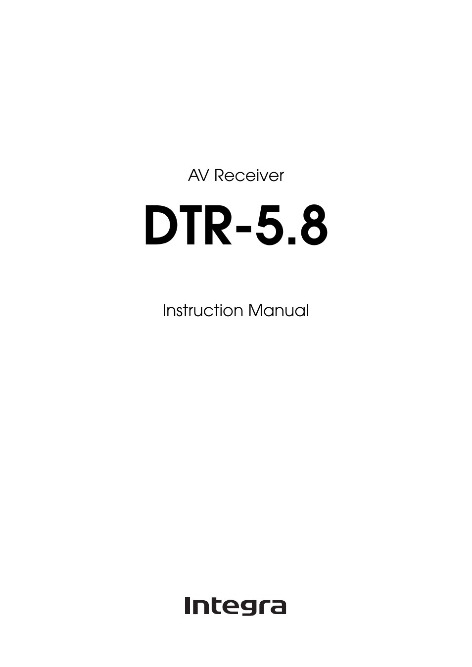 Integra DTR-5.8 User Manual | 100 pages