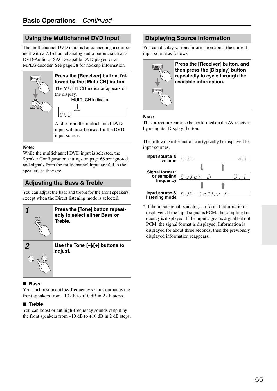 Basic operations —continued | Integra DTR-5.8 User Manual | Page 55 / 100