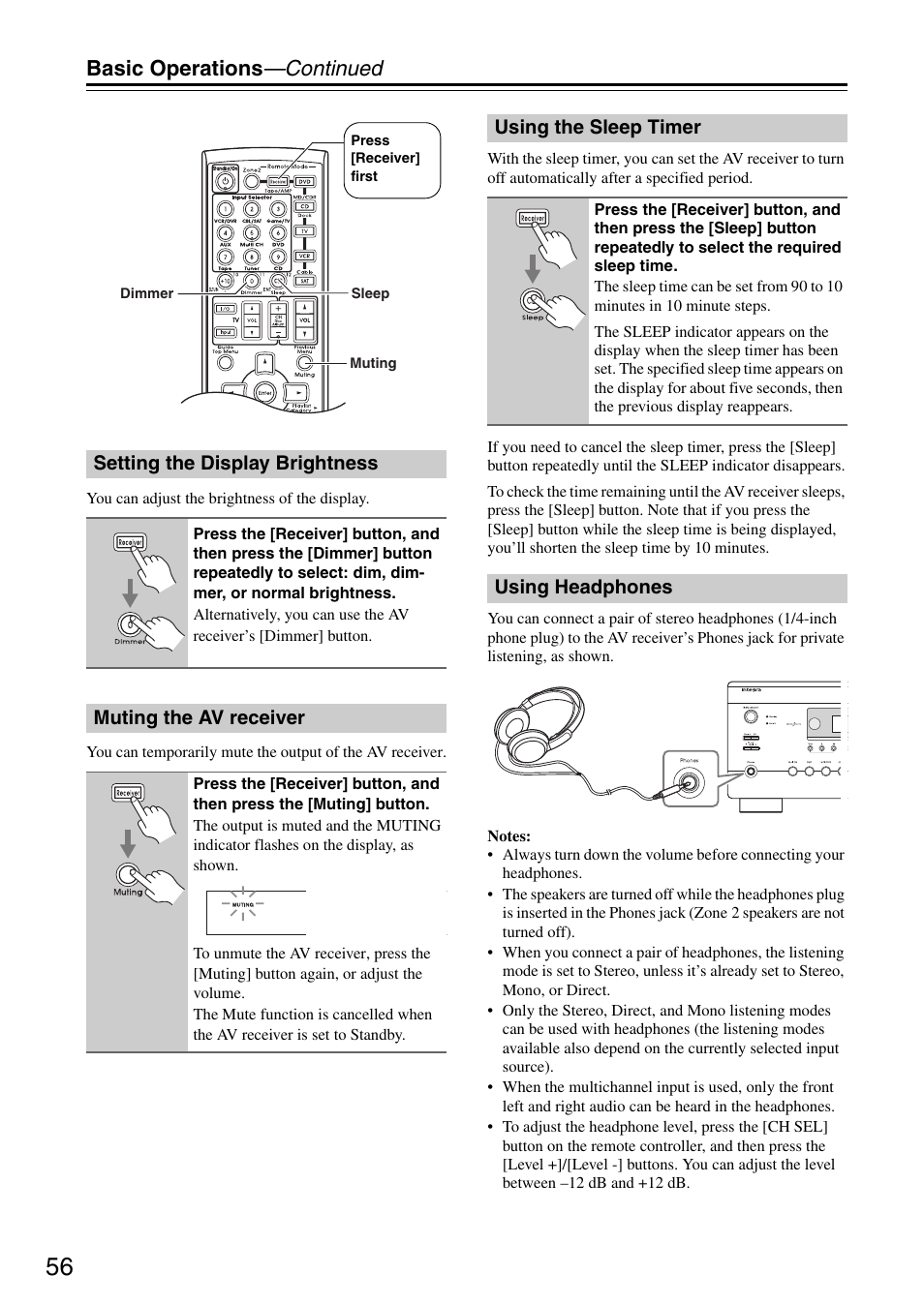 Basic operations —continued | Integra DTR-5.8 User Manual | Page 56 / 100