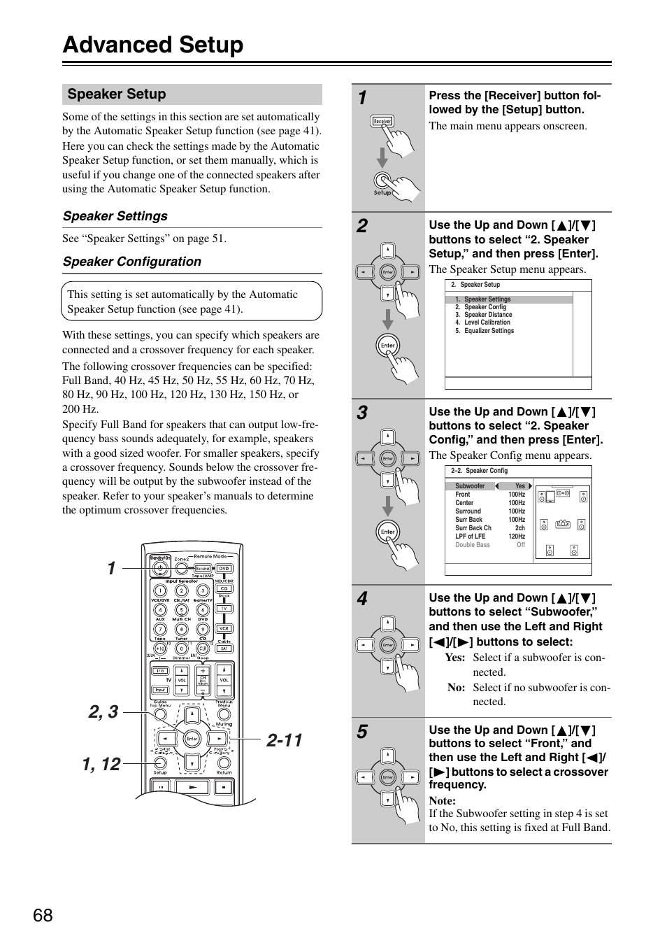 Advanced setup | Integra DTR-5.8 User Manual | Page 68 / 100