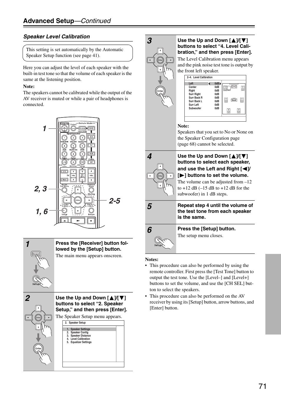 Advanced setup —continued | Integra DTR-5.8 User Manual | Page 71 / 100