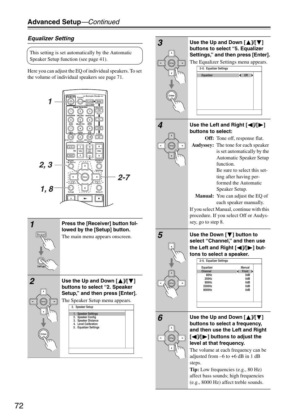 Advanced setup —continued | Integra DTR-5.8 User Manual | Page 72 / 100