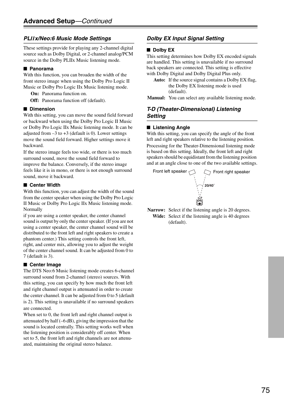 Advanced setup —continued | Integra DTR-5.8 User Manual | Page 75 / 100