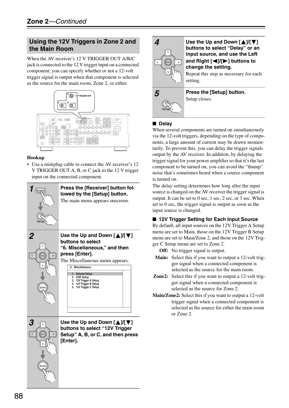 Zone 2 —continued | Integra DTR-5.8 User Manual | Page 88 / 100