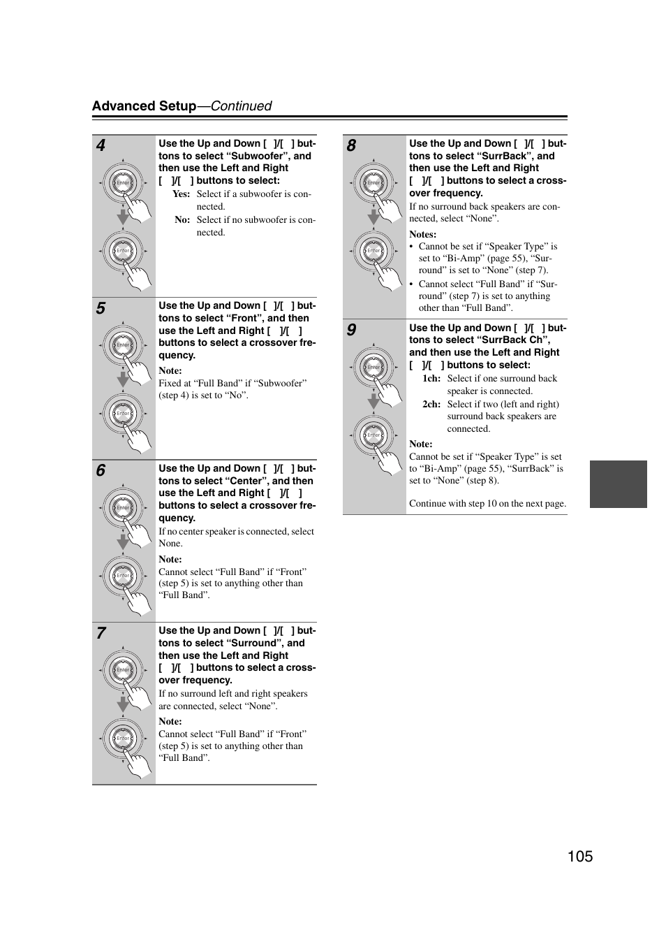 Advanced setup —continued | Integra DHC-9.9 User Manual | Page 105 / 148