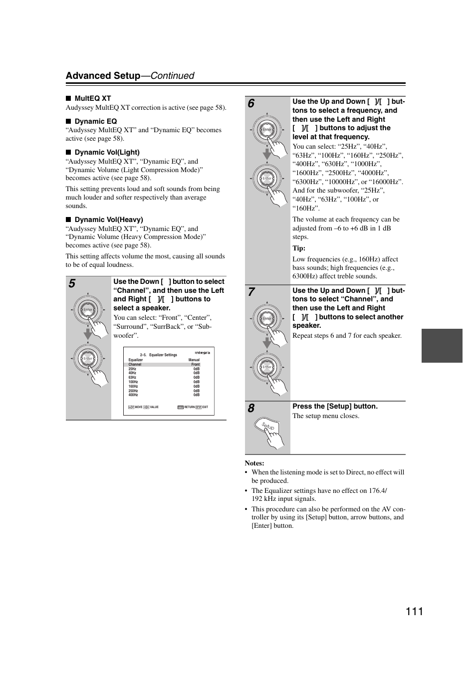 Advanced setup —continued | Integra DHC-9.9 User Manual | Page 111 / 148