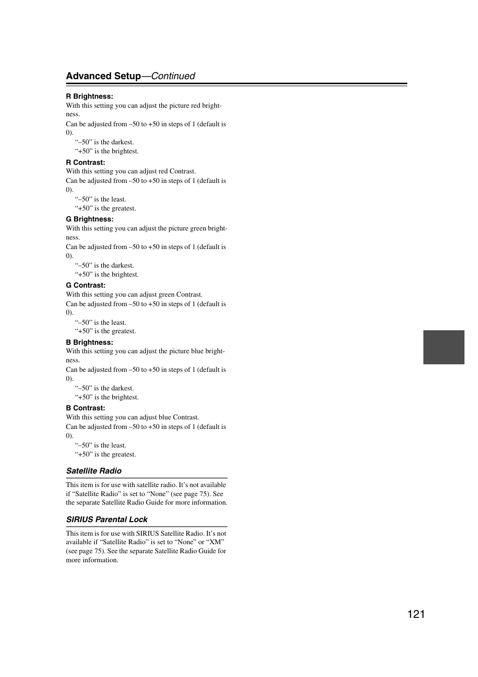 Advanced setup —continued | Integra DHC-9.9 User Manual | Page 121 / 148