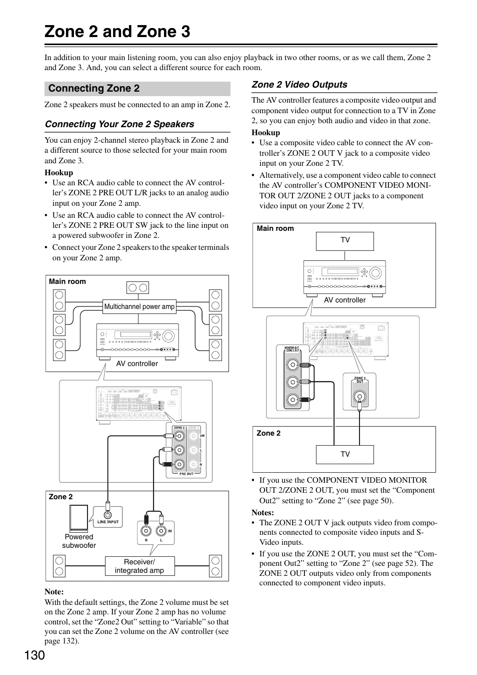 Zone 2 and zone 3, Connecting zone 2 | Integra DHC-9.9 User Manual | Page 130 / 148