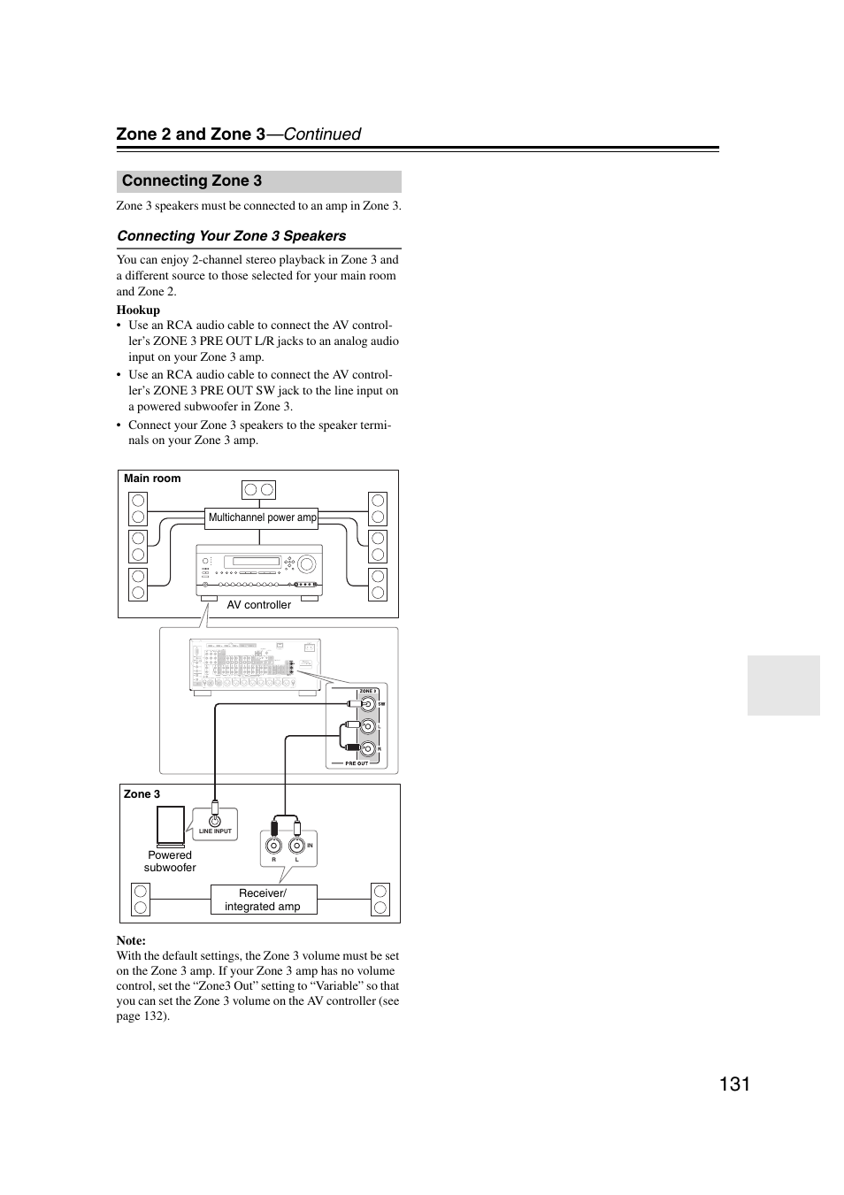 Connecting zone 3, Zone 2 and zone 3 —continued | Integra DHC-9.9 User Manual | Page 131 / 148