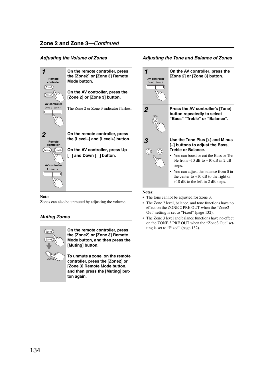 Zone 2 and zone 3 —continued | Integra DHC-9.9 User Manual | Page 134 / 148