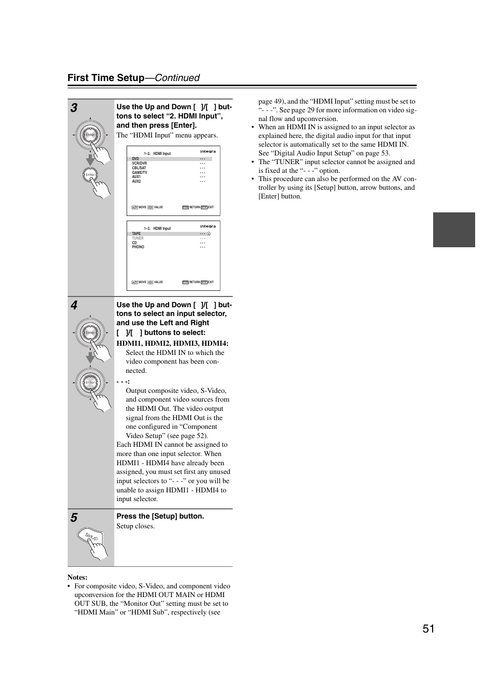 First time setup —continued | Integra DHC-9.9 User Manual | Page 51 / 148